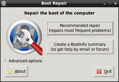 Boot Repair presents a dangerously simple user interface for a complex tool.