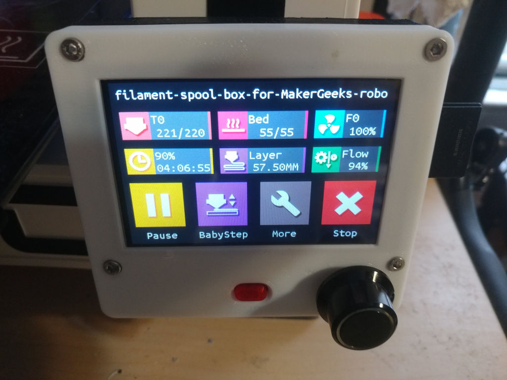When printing, the TFT35-E3 shows a special print status screen